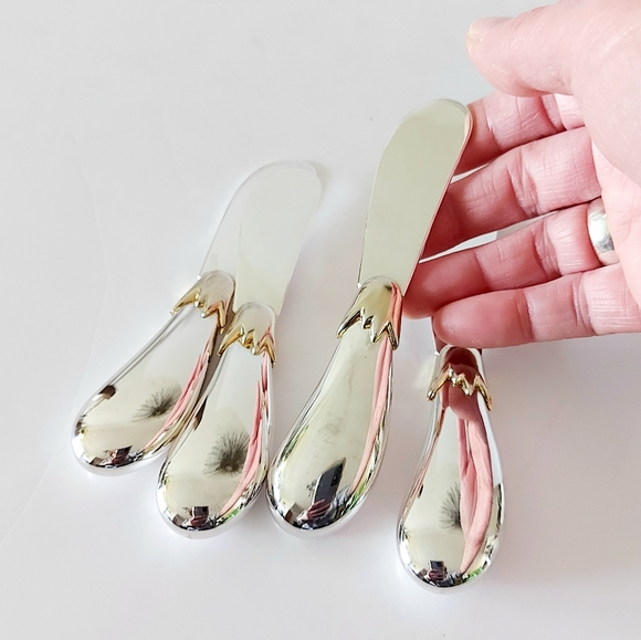 Set of 4 eggplant-shaped spreadable knives Silverplated - Picture 3 of 8